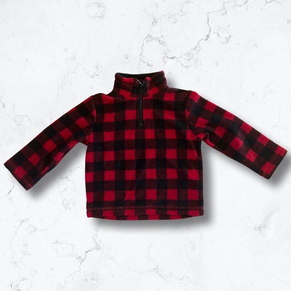 THE Children’s Place Plaid Red/black Zip up Sweater Long Sleeve NWT - Picture 2 of 6